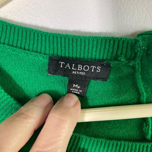 Talbots Petites Cashmere Blend Sweater Bell Sleeve Green MP - Picture 7 of 9